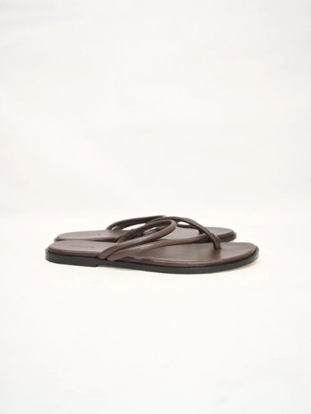 $300 VIINCE Elisa Leather Sandal GANACHE BROWN SIMPLE SLIDE LEATHER 9.5  (A6)